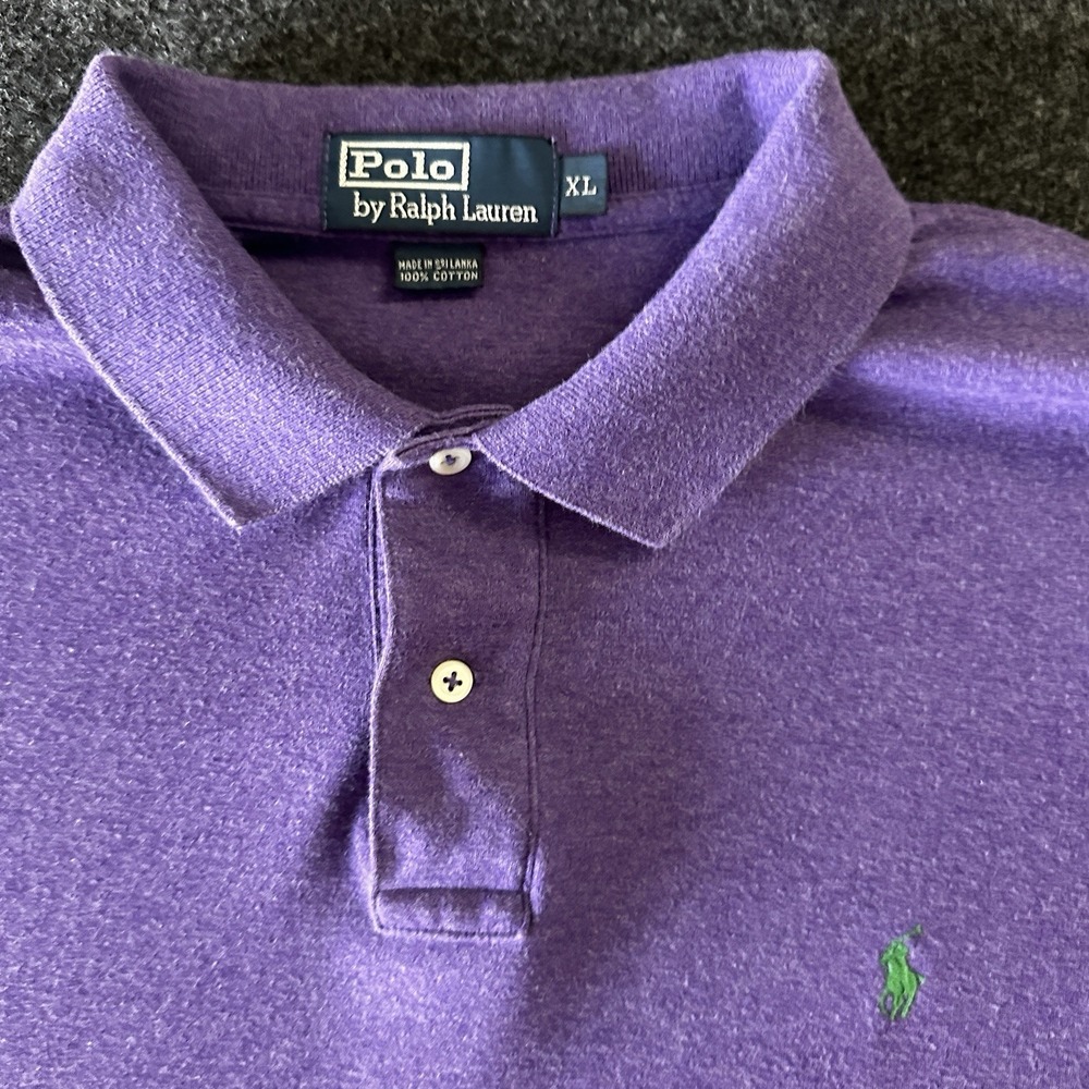 Polo Ralph Lauren Mens XL Purple Short Sleeve Cotton Polo‎ Shirt Green Pony Logo